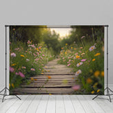 Aperturee - Aperturee Blurry Wildflower Boardwalk Spring Photo Backdrop
